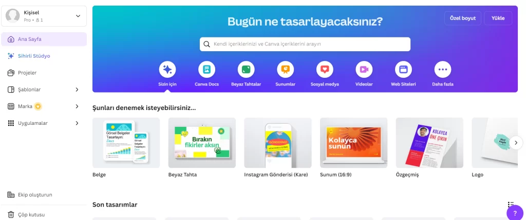 canva yapay zeka araci ile görsel oluşturma ekrani